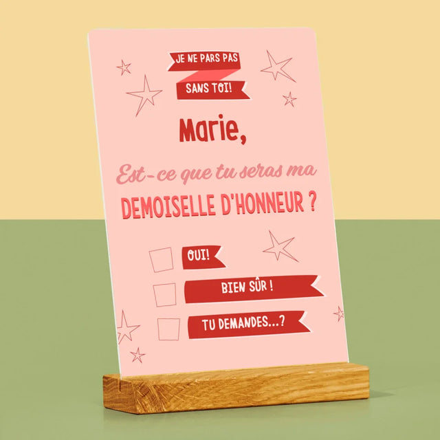 Le Prénom Et Un Texte: Je Ne Pars Pas Sans Toi - Impression Sur Verre Acrylique