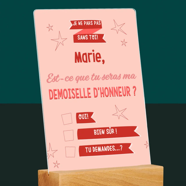 Le Prénom Et Un Texte: Je Ne Pars Pas Sans Toi - Impression Sur Verre Acrylique