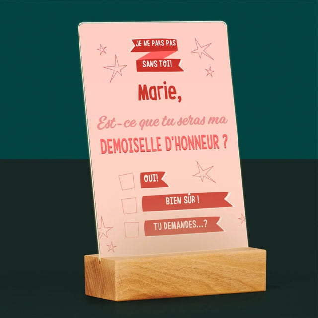 Le Prénom Et Un Texte: Je Ne Pars Pas Sans Toi - Impression Sur Verre Acrylique