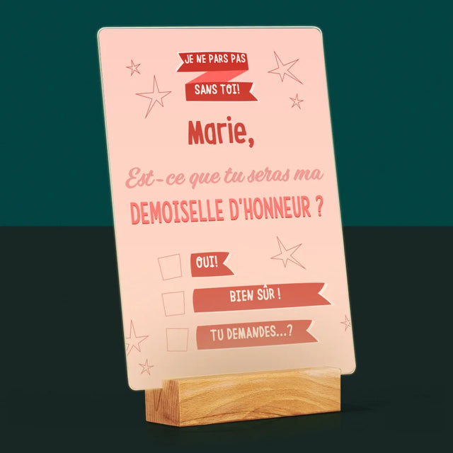 Le Prénom Et Un Texte: Je Ne Pars Pas Sans Toi - Impression Sur Verre Acrylique