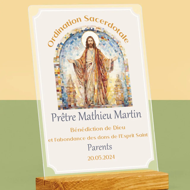 Le Prénom Et Un Texte: Ordination Sacerdotale - Impression Sur Verre Acrylique