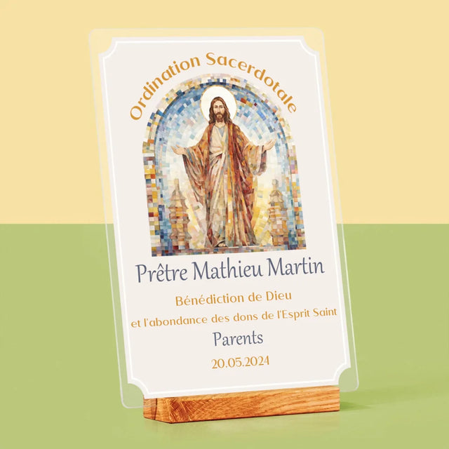 Le Prénom Et Un Texte: Ordination Sacerdotale - Impression Sur Verre Acrylique