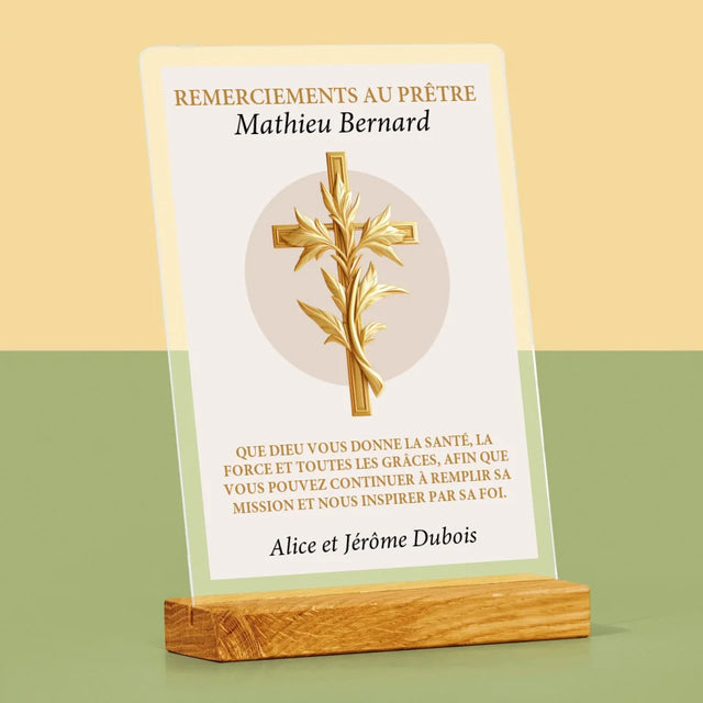 Le Prénom Et Un Texte: Remerciements Au Prêtre - Impression Sur Verre Acrylique