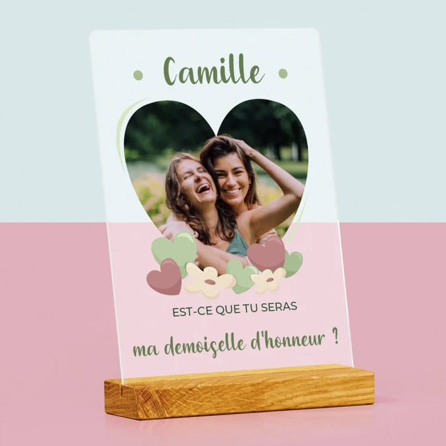 La Photo Et Un Texte: Est-Ce Que Tu Seras Ma Demoiselle D'Honneur ? - Impression Sur Verre Acrylique