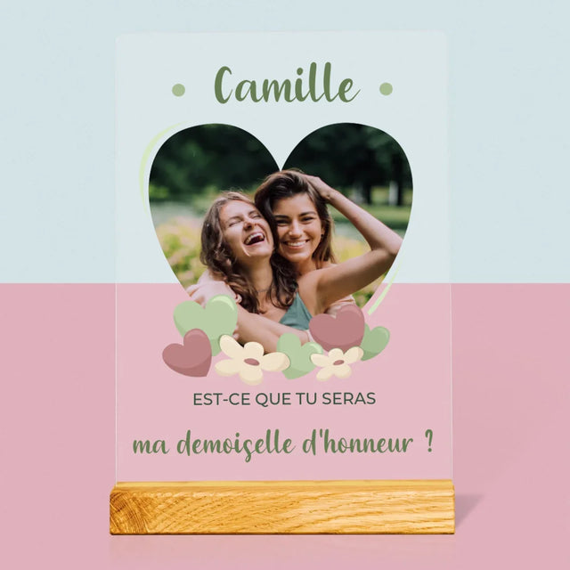La Photo Et Un Texte: Est-Ce Que Tu Seras Ma Demoiselle D'Honneur ? - Impression Sur Verre Acrylique