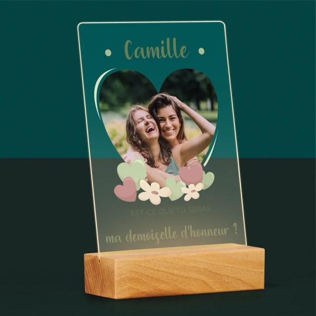 La Photo Et Un Texte: Est-Ce Que Tu Seras Ma Demoiselle D'Honneur ? - Impression Sur Verre Acrylique