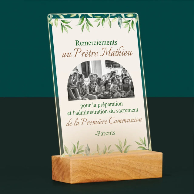 La Photo Et Un Texte: Remerciements Au Prêtre Communion - Impression Sur Verre Acrylique
