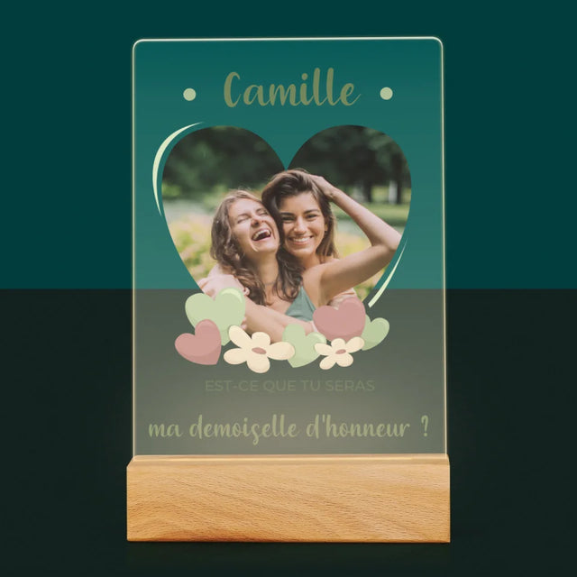 La Photo Et Un Texte: Est-Ce Que Tu Seras Ma Demoiselle D'Honneur ? - Impression Sur Verre Acrylique
