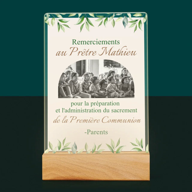 La Photo Et Un Texte: Remerciements Au Prêtre Communion - Impression Sur Verre Acrylique