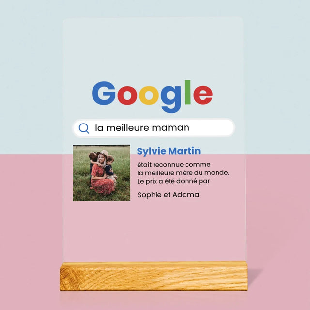 La Photo Et Un Texte: Meilleure Maman, Le Résultat Google - Impression Sur Verre Acrylique