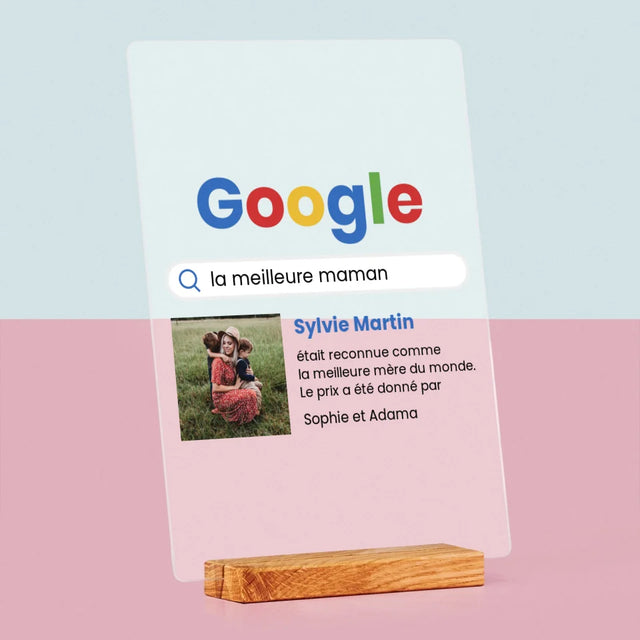 La Photo Et Un Texte: Meilleure Maman, Le Résultat Google - Impression Sur Verre Acrylique