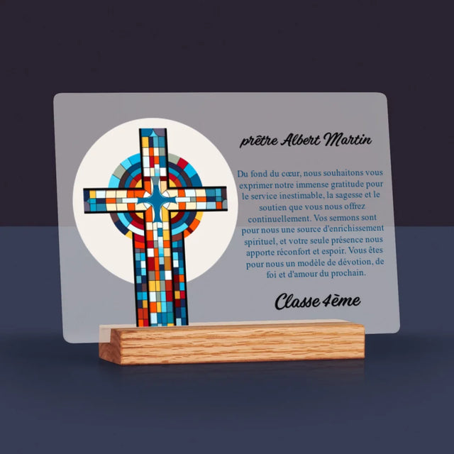 Le Prénom Et Un Texte: Remerciements Croix - Impression Sur Verre Acrylique
