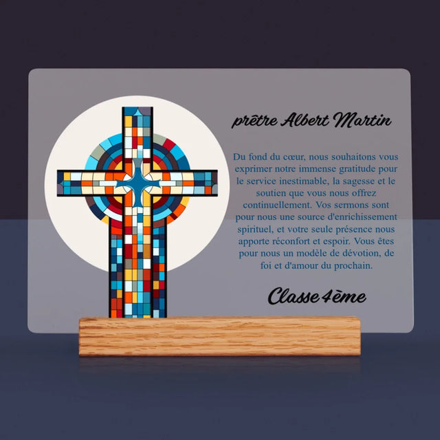 Le Prénom Et Un Texte: Remerciements Croix - Impression Sur Verre Acrylique