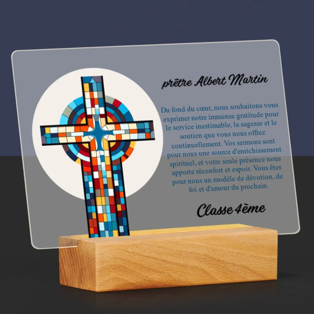 Le Prénom Et Un Texte: Remerciements Croix - Impression Sur Verre Acrylique