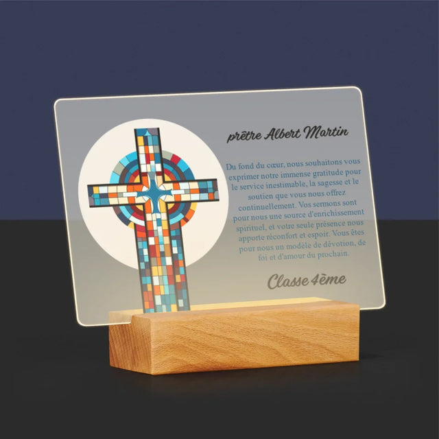 Le Prénom Et Un Texte: Remerciements Croix - Impression Sur Verre Acrylique