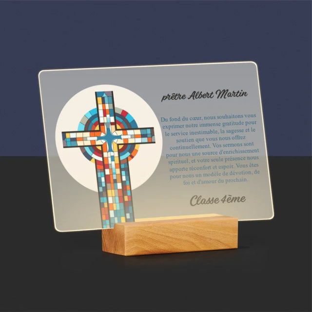 Le Prénom Et Un Texte: Remerciements Croix - Impression Sur Verre Acrylique