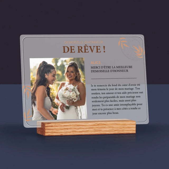 La Photo Et Un Texte: La Demoiselle D'Honneur De Rêve - Impression Sur Verre Acrylique