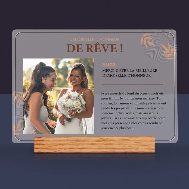 La Photo Et Un Texte: La Demoiselle D'Honneur De Rêve - Impression Sur Verre Acrylique