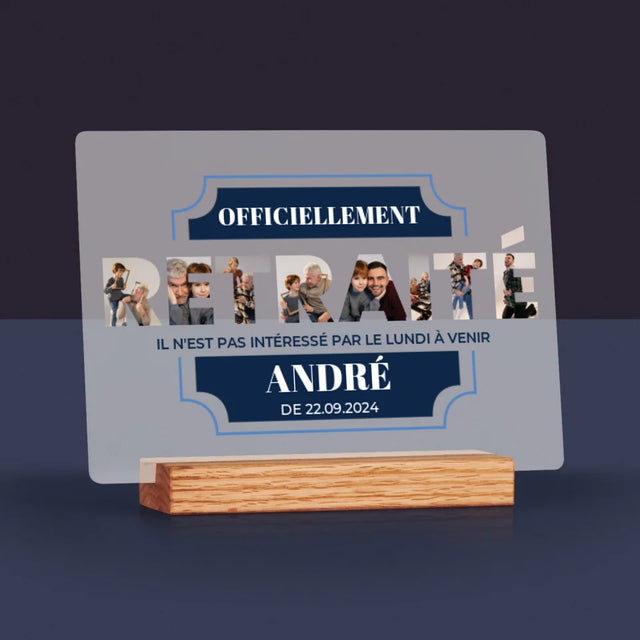 Collage Photo De Lettre: Officiellement Retraité - Impression Sur Verre Acrylique