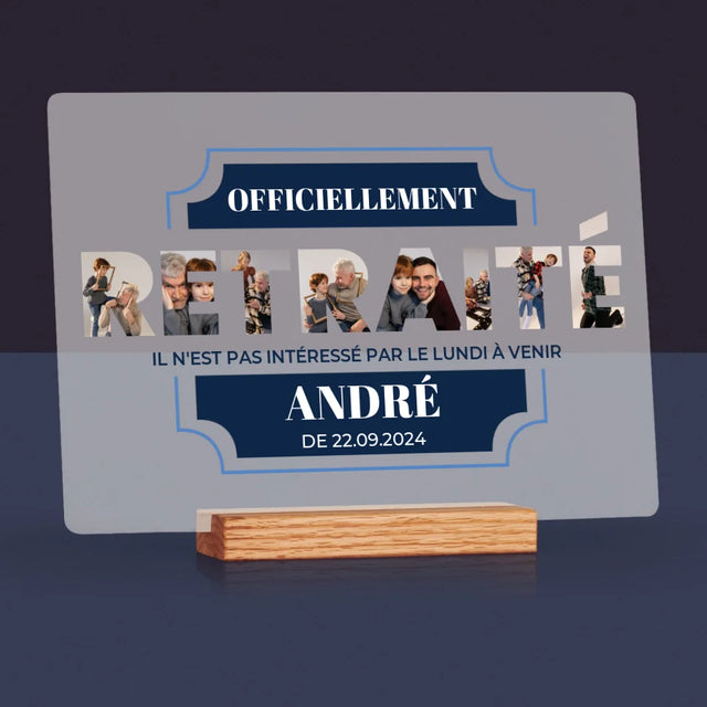 Collage Photo De Lettre: Officiellement Retraité - Impression Sur Verre Acrylique