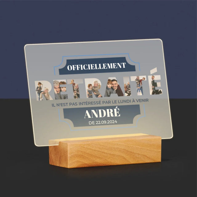 Collage Photo De Lettre: Officiellement Retraité - Impression Sur Verre Acrylique