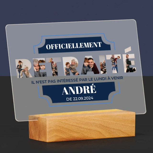 Collage Photo De Lettre: Officiellement Retraité - Impression Sur Verre Acrylique