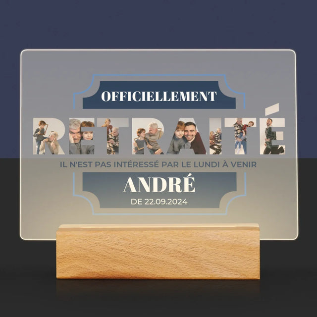 Collage Photo De Lettre: Officiellement Retraité - Impression Sur Verre Acrylique