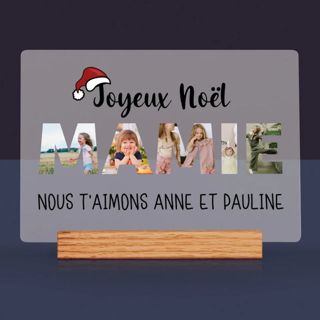Collage Photo De Lettre: Joyeux Noël Mamie - Impression Sur Verre Acrylique