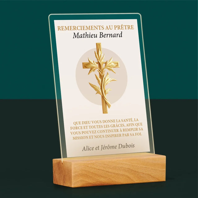 Le Prénom Et Un Texte: Remerciements Au Prêtre - Impression Sur Verre Acrylique
