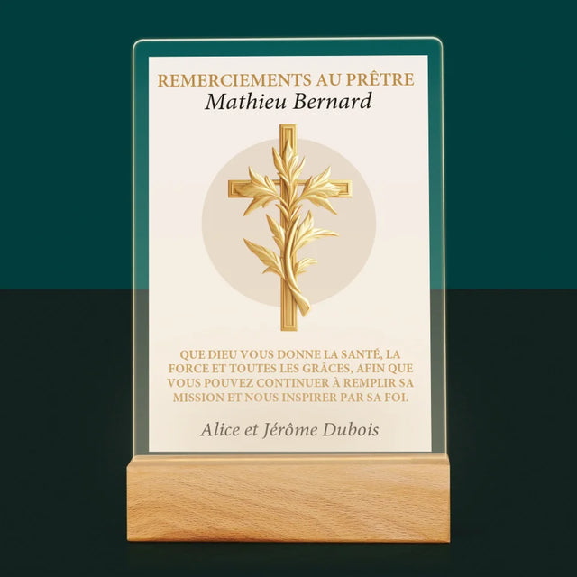 Le Prénom Et Un Texte: Remerciements Au Prêtre - Impression Sur Verre Acrylique