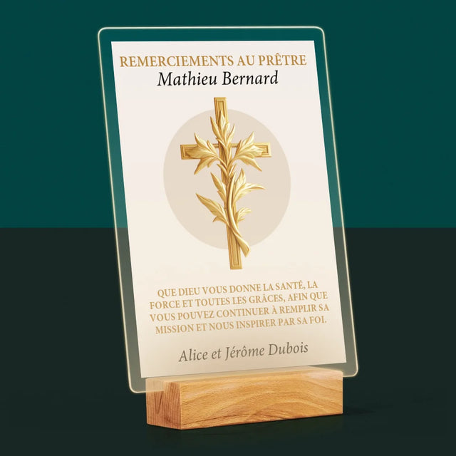 Le Prénom Et Un Texte: Remerciements Au Prêtre - Impression Sur Verre Acrylique