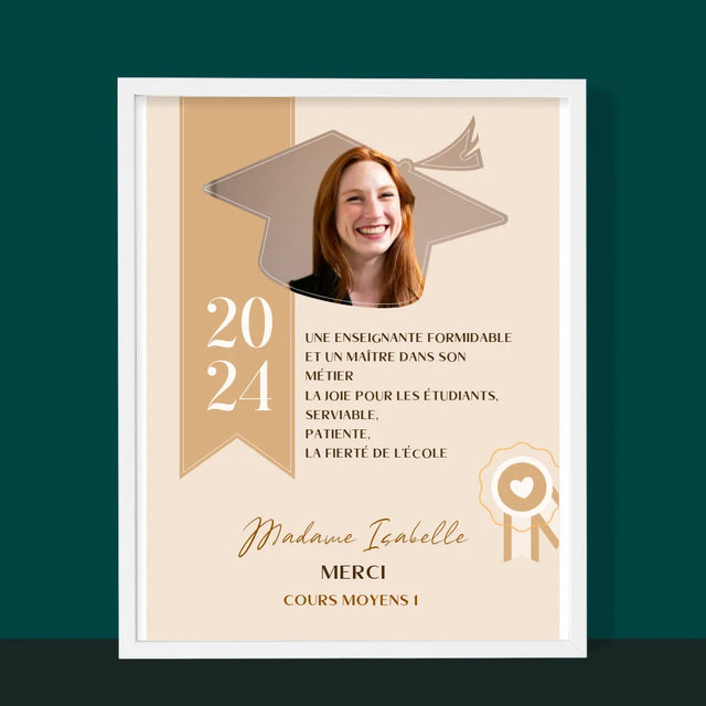 La Photo Et Un Texte: Diplôme Pour Un Enseignant - Impression Encadrée 30X40