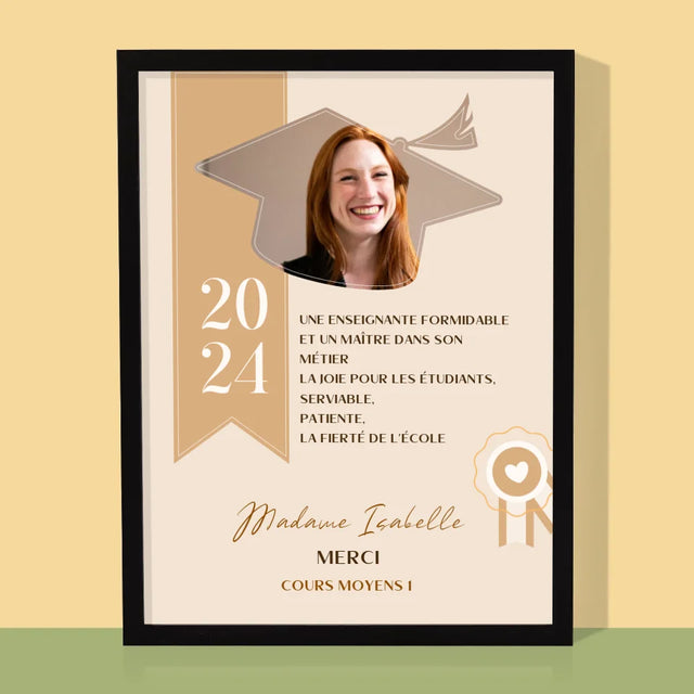 La Photo Et Un Texte: Diplôme Pour Un Enseignant - Impression Encadrée 30X40