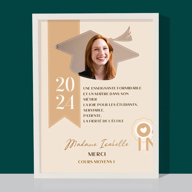 La Photo Et Un Texte: Diplôme Pour Un Enseignant - Impression Encadrée 30X40
