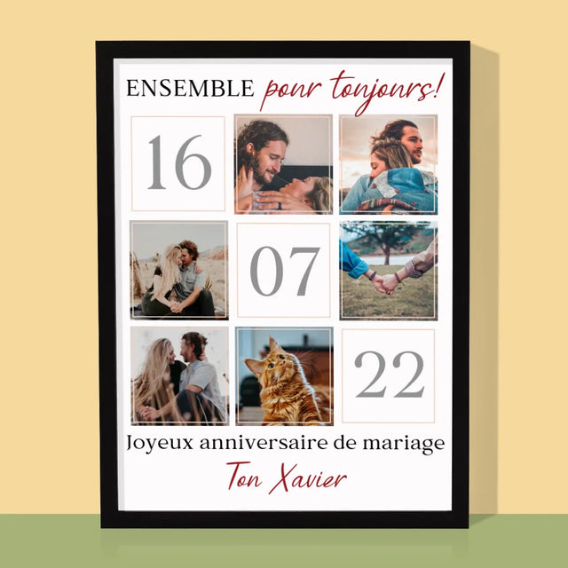Le Collage Photo: Ensemble Pour Toujours - Impression Encadrée 30X40