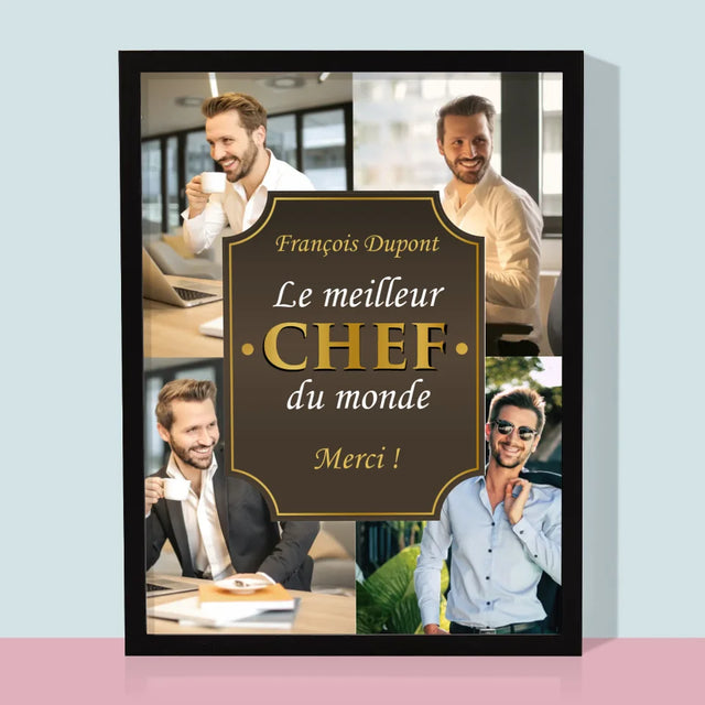 Le Collage Photo: Le Meilleur Patron - Impression Encadrée 30X40