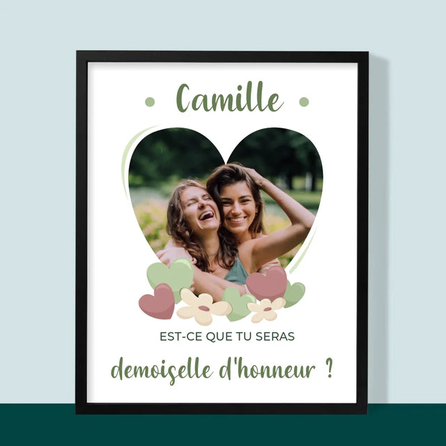 La Photo Et Un Texte: Est-Ce Que Tu Seras Ma Demoiselle D'Honneur ? - Impression Encadrée 30X40