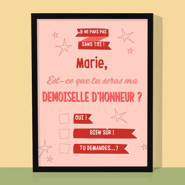 Le Prénom Et Un Texte: Je Ne Pars Pas Sans Toi - Impression Encadrée 30X40