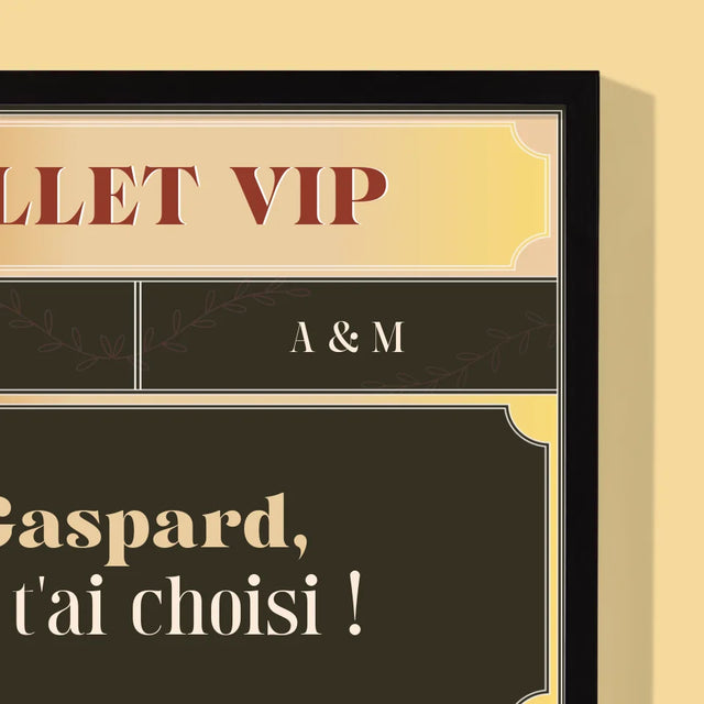 Le Prénom Et Un Texte: Billet Vip Témoin - Impression Encadrée 30X40
