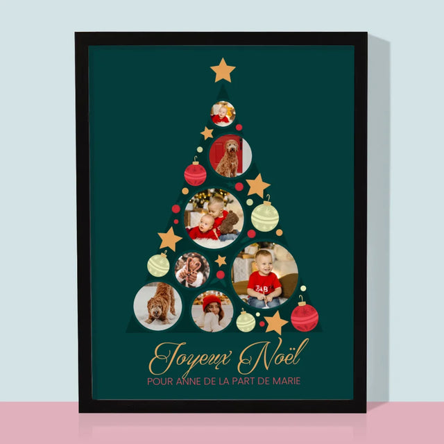 Le Collage Photo: Sapin, Boules - Impression Encadrée 30X40