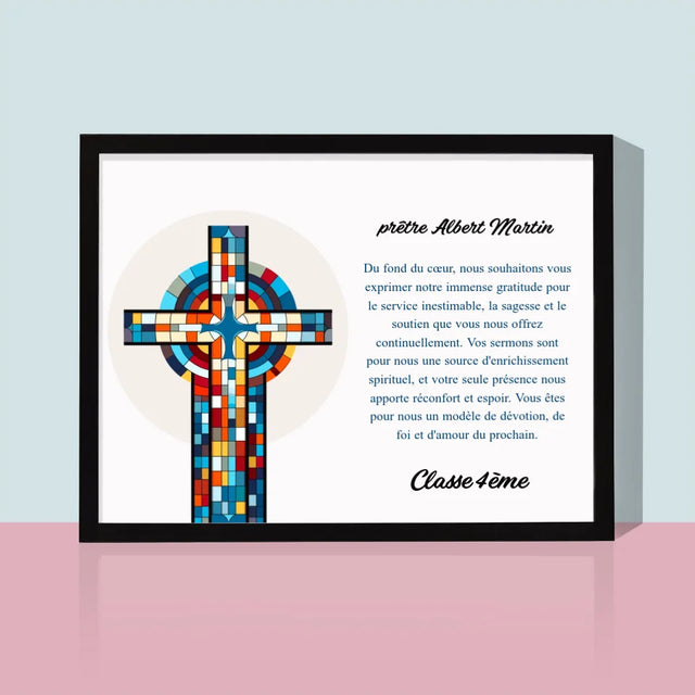 Le Prénom Et Un Texte: Remerciements Croix - Impression Encadrée 30X40