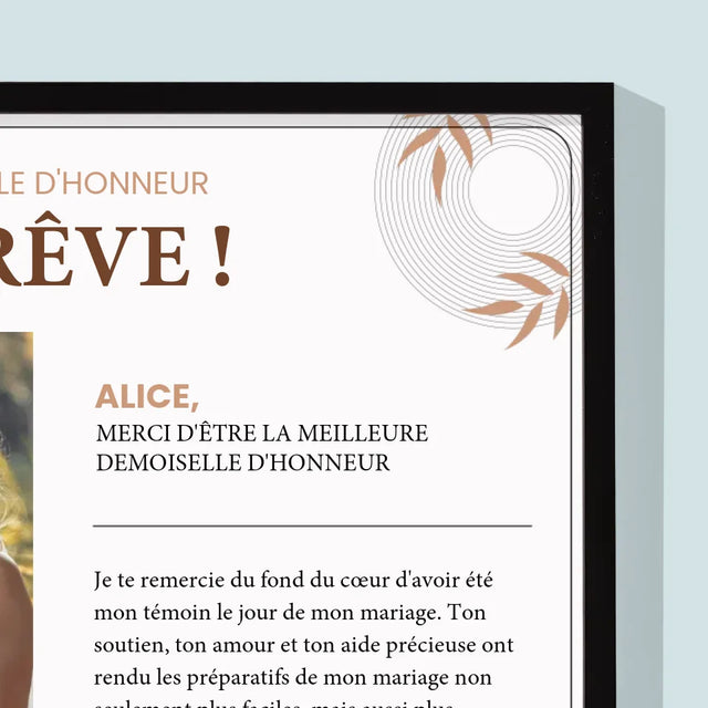 La Photo Et Un Texte: La Demoiselle D'Honneur De Rêve - Impression Encadrée 30X40