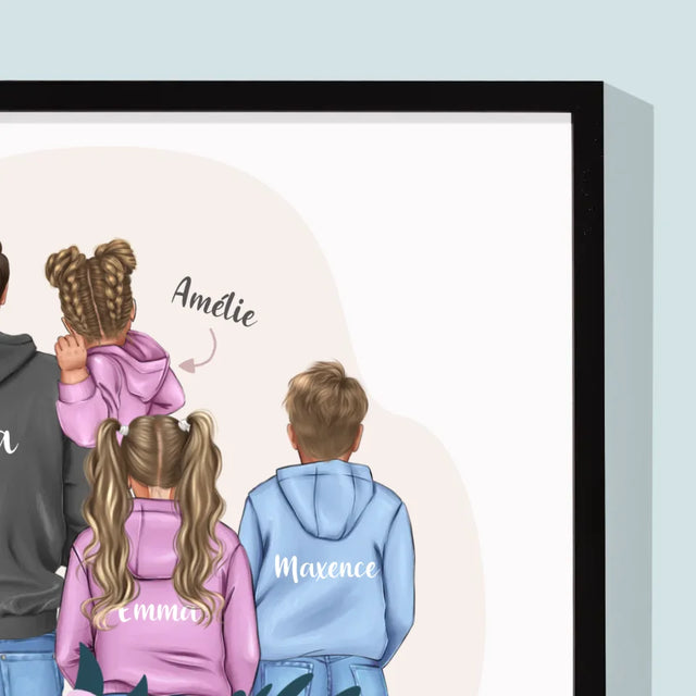 La Création Du Personnage: Famille Avec Enfants - Impression Encadrée 30X40