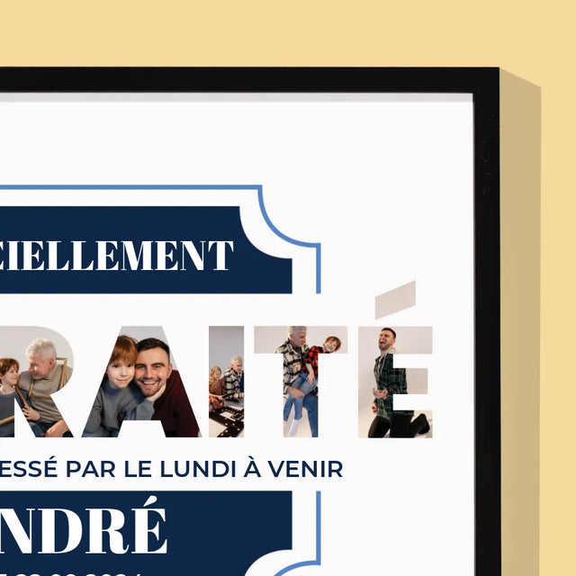 Collage Photo De Lettre: Officiellement Retraité - Impression Encadrée 30X40