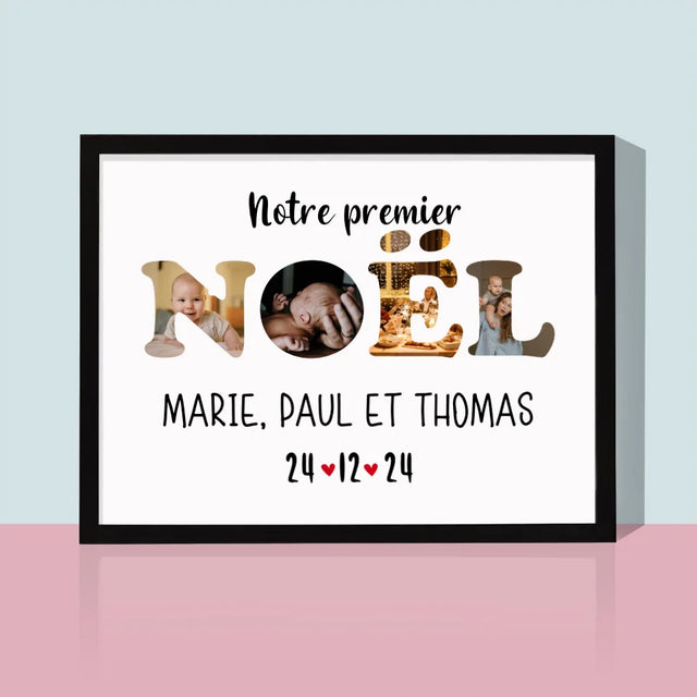 Collage Photo De Lettre: Notre Premier Noël - Impression Encadrée 30X40