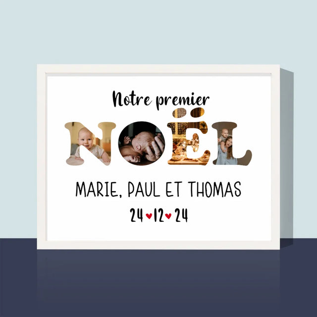 Collage Photo De Lettre: Notre Premier Noël - Impression Encadrée 30X40