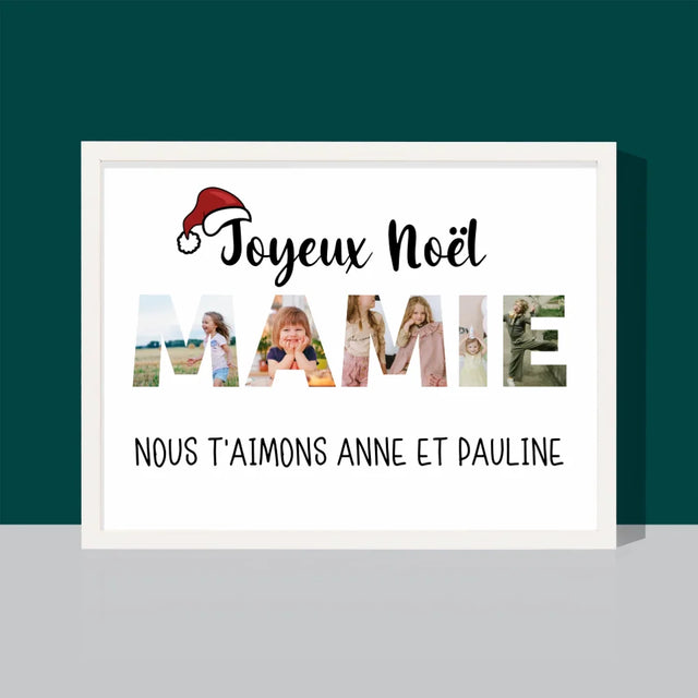 Collage Photo De Lettre: Joyeux Noël Mamie - Impression Encadrée 30X40