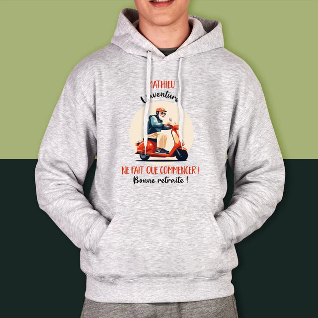 Le Prénom Et Un Texte: L'Aventure Ne Fait Que Commencer - Sweat À Capuche Pour Hommes