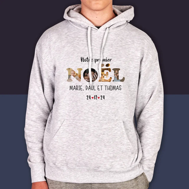 Collage Photo De Lettre: Notre Premier Noël - Sweat À Capuche Pour Hommes