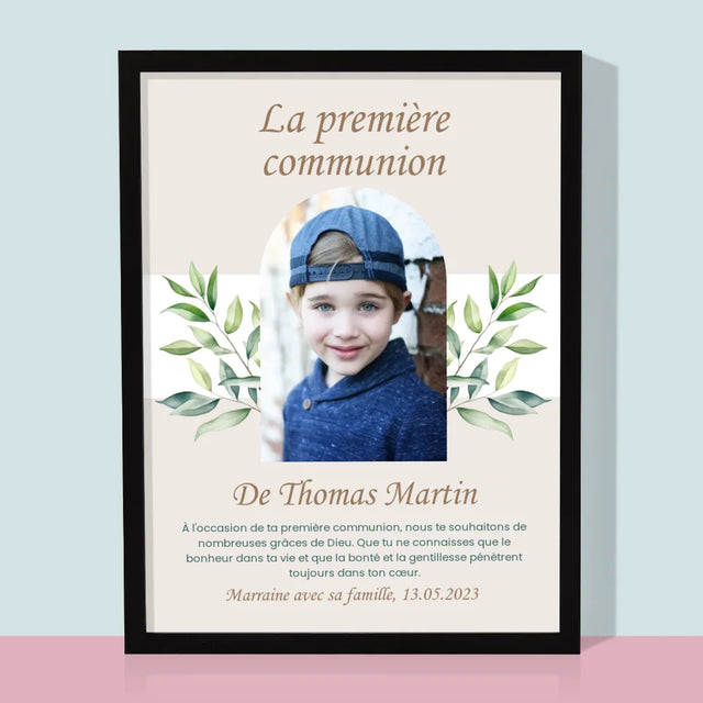 Photo Et Texte: Première Communion, Vœux - Impression Encadrée 30X40